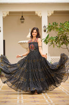 BLACK COLOR NAVRATRI SPECIAL GAMTHI WORK FULLY FLAIR GOWN