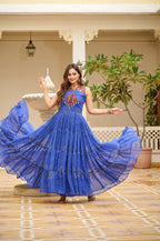 BLUE COLOR NAVRATRI SPECIAL GAMTHI WORK FULLY FLAIR GOWN