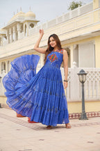BLUE COLOR NAVRATRI SPECIAL GAMTHI WORK FULLY FLAIR GOWN