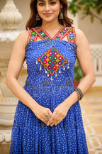 BLUE COLOR NAVRATRI SPECIAL GAMTHI WORK FULLY FLAIR GOWN