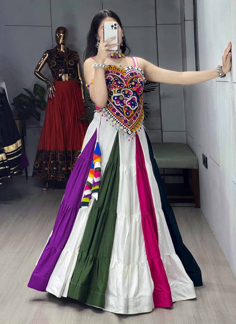 COLORFUL MULTICOLOR NAVRATRI SPECIAL LEHENGA CHOLI WITH VIBRANT EMBROIDERY