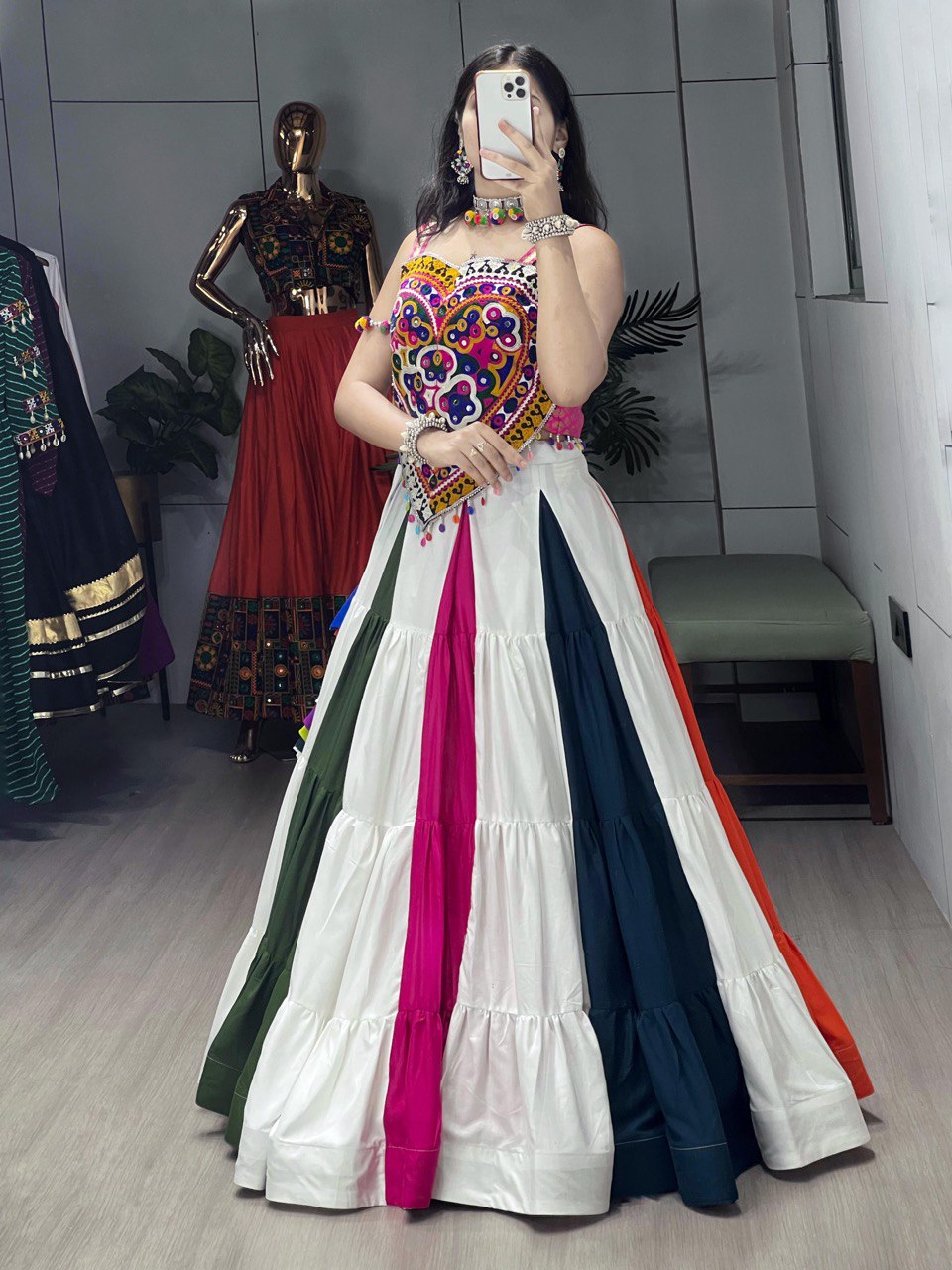 COLORFUL MULTICOLOR NAVRATRI SPECIAL LEHENGA CHOLI WITH VIBRANT EMBROIDERY