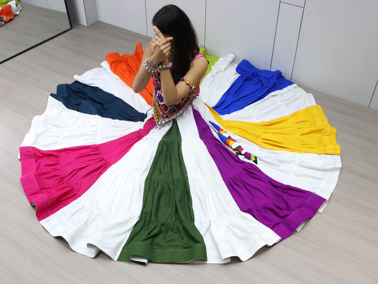 COLORFUL MULTICOLOR NAVRATRI SPECIAL LEHENGA CHOLI WITH VIBRANT EMBROIDERY