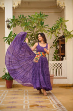 PURPLE COLOR NAVRATRI SPECIAL GAMTHI WORK FULLY FLAIR GOWN