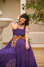 PURPLE COLOR NAVRATRI SPECIAL GAMTHI WORK FULLY FLAIR GOWN