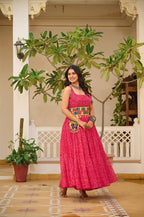 PINKISH COLOR NAVRATRI SPECIAL GAMTHI WORK FULLY FLAIR GOWN
