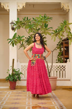 PINKISH COLOR NAVRATRI SPECIAL GAMTHI WORK FULLY FLAIR GOWN