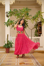 PINKISH COLOR NAVRATRI SPECIAL GAMTHI WORK FULLY FLAIR GOWN