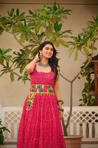 PINKISH COLOR NAVRATRI SPECIAL GAMTHI WORK FULLY FLAIR GOWN