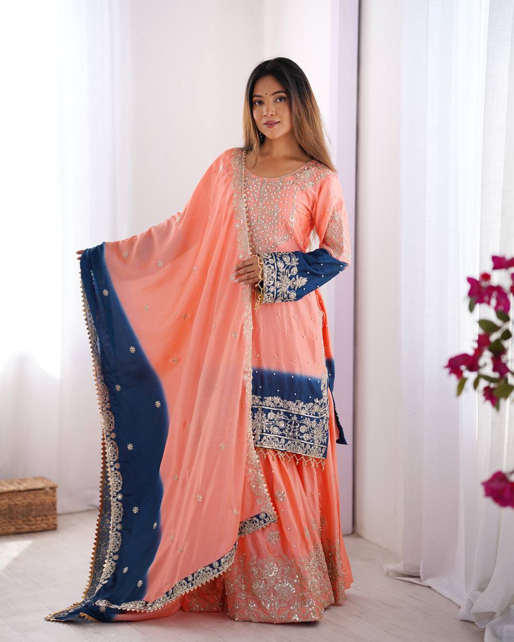 BOMBAY PINK COLOR GRACEFUL DUAL SHADED SHARARA SETS