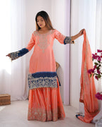 BOMBAY PINK COLOR GRACEFUL DUAL SHADED SHARARA SETS