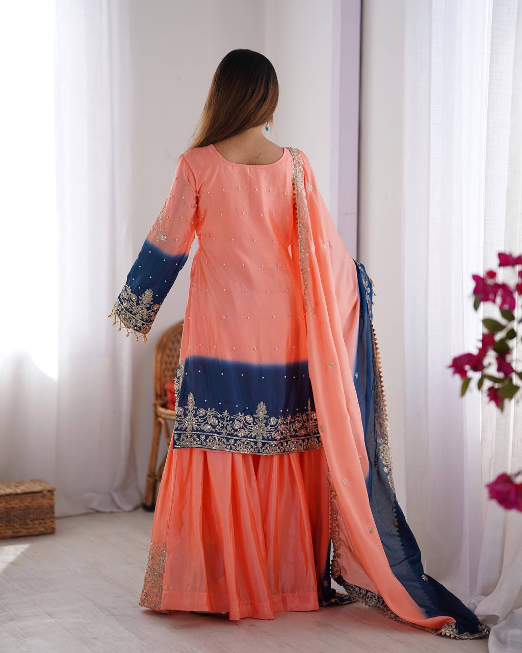 BOMBAY PINK COLOR GRACEFUL DUAL SHADED SHARARA SETS