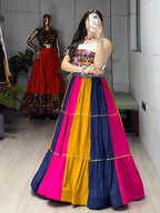 NAVRATRI SPECIAL MULTI COLOR KUTCHI WORK LEHENGA WITH KEDIYA SET OF 2