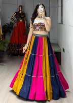 NAVRATRI SPECIAL MULTI COLOR KUTCHI WORK LEHENGA WITH KEDIYA SET OF 2