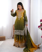 NUGGET GOLD COLOR GRACEFUL DUAL SHADED SHARARA SETS