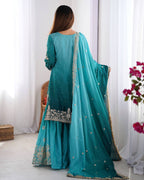 TURKISH JADE COLOR GRACEFUL DUAL SHADED SHARARA SETS