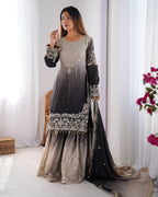ONYX BLACK COLOR GRACEFUL DUAL SHADED SHARARA SETS