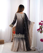 ONYX BLACK COLOR GRACEFUL DUAL SHADED SHARARA SETS