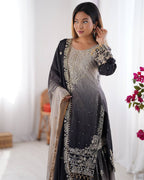 ONYX BLACK COLOR GRACEFUL DUAL SHADED SHARARA SETS