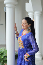 BLUE COLOR GEORGETTE BANDHANI PRINT NAVRATRI GOWN