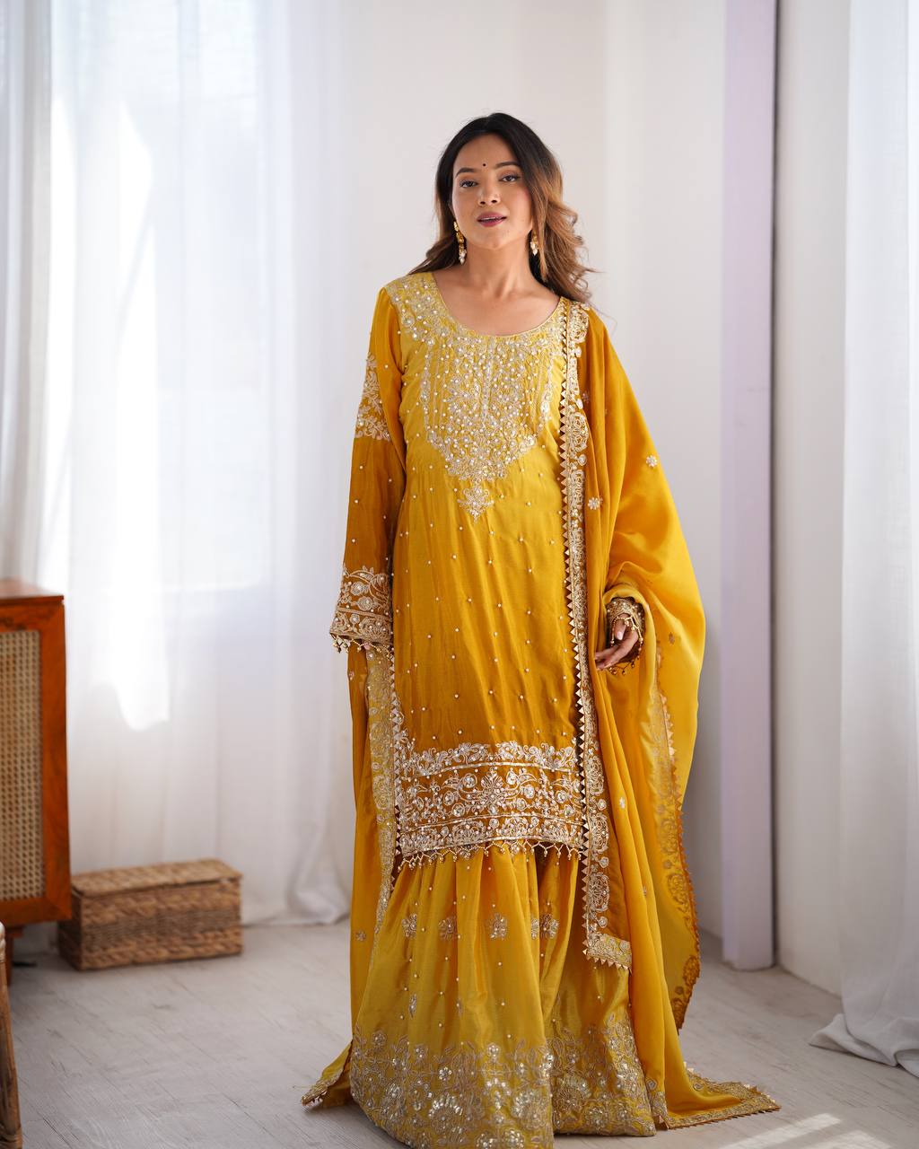 CARAMEL COLOR GRACEFUL DUAL SHADED SHARARA SETS