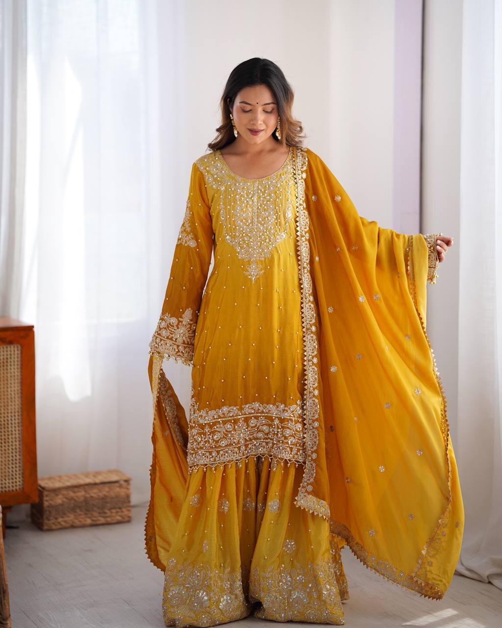 CARAMEL COLOR GRACEFUL DUAL SHADED SHARARA SETS
