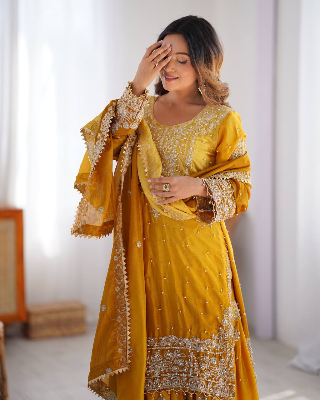 CARAMEL COLOR GRACEFUL DUAL SHADED SHARARA SETS