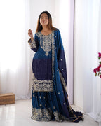 BLUE & NAVY BLUE COLOR GRACEFUL DUAL SHADED SHARARA SETS