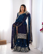 BLUE & NAVY BLUE COLOR GRACEFUL DUAL SHADED SHARARA SETS