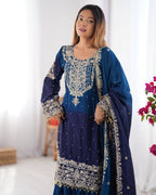BLUE & NAVY BLUE COLOR GRACEFUL DUAL SHADED SHARARA SETS