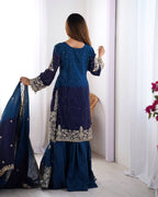 BLUE & NAVY BLUE COLOR GRACEFUL DUAL SHADED SHARARA SETS