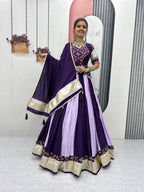 PURPLE COLOR NAVRATRI SPECIAL PURE COTTON LEHENGA CHOLI