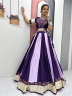 PURPLE COLOR NAVRATRI SPECIAL PURE COTTON LEHENGA CHOLI