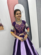 PURPLE COLOR NAVRATRI SPECIAL PURE COTTON LEHENGA CHOLI