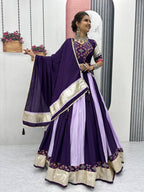 PURPLE COLOR NAVRATRI SPECIAL PURE COTTON LEHENGA CHOLI