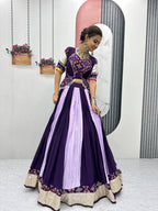 PURPLE COLOR NAVRATRI SPECIAL PURE COTTON LEHENGA CHOLI
