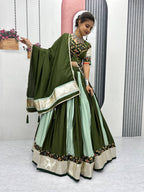 GREEN COLOR NAVRATRI SPECIAL PURE COTTON LEHENGA CHOLI