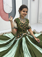 GREEN COLOR NAVRATRI SPECIAL PURE COTTON LEHENGA CHOLI