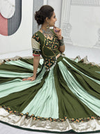 GREEN COLOR NAVRATRI SPECIAL PURE COTTON LEHENGA CHOLI