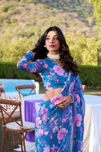 BLUE COLOR WEIGHTLESS MARBLE SAREE