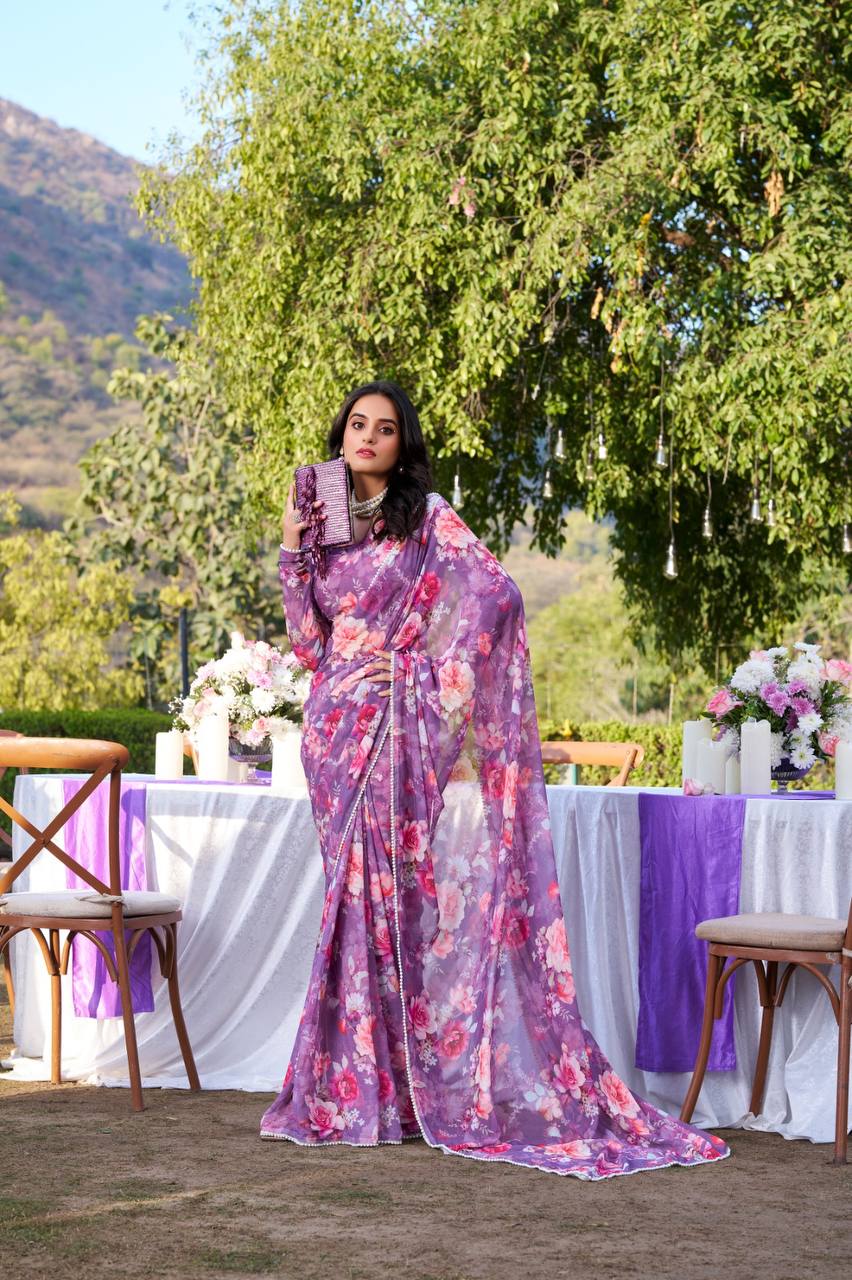 ONION COLOR WEIGHTLESS MARBLE SAREE
