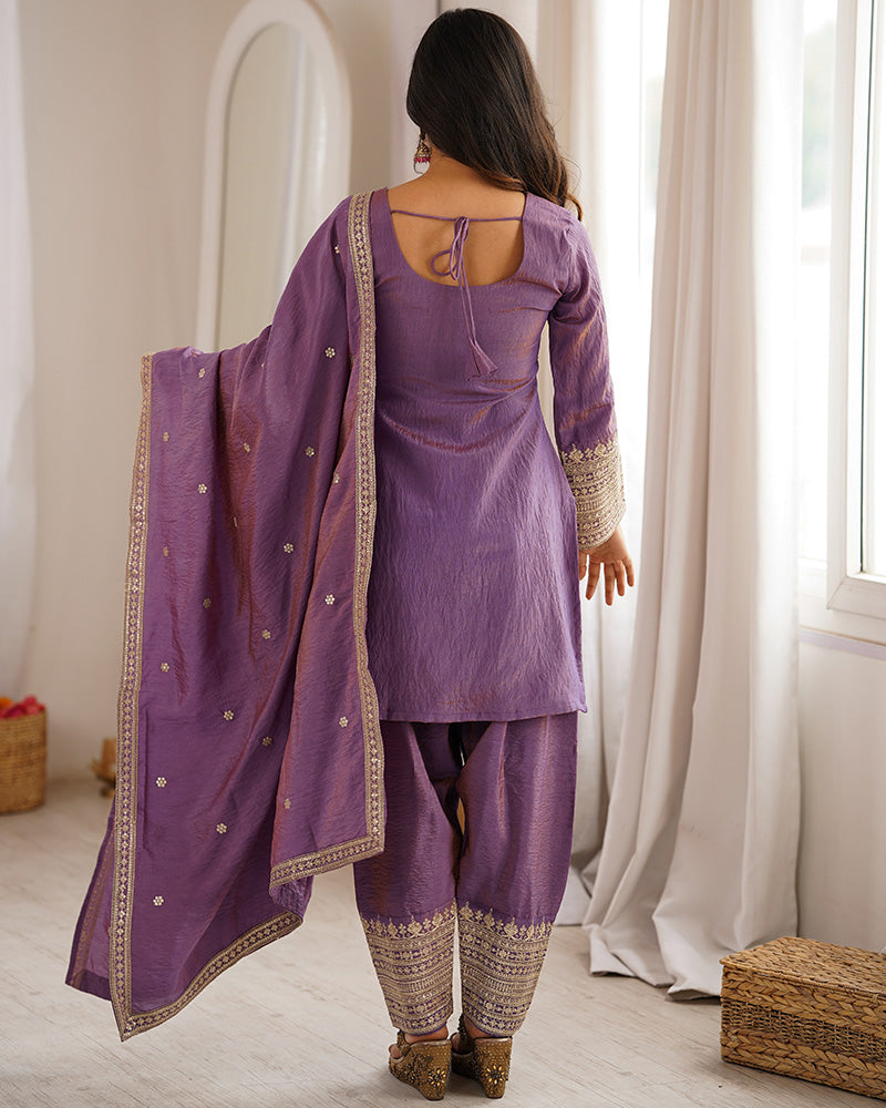 ONION PINK COLOR NC VICHITRA SILK FARSHI SALWAR SUIT