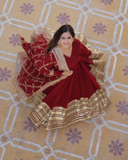 DESIGNER MAROON COLOR BLOOMING SEQUENCE EMBROIDERY WORK GOWN