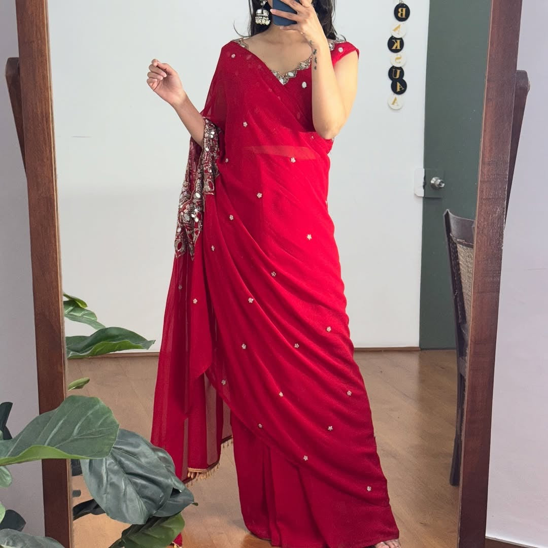 2 STYLE HAND WORK DRAPE SAREE