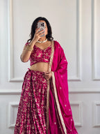 PURE VISCOS BANARASI SILK WITH HEAVY THREAD AND SEQUENCE WORK LEHENGA CHOLI