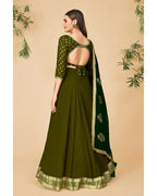 AAMIRA LEHENGA CHOLI IN MEHNDI GREEN COLOR WITH DUPATTA