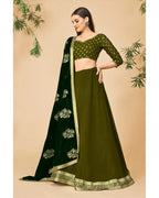 AAMIRA LEHENGA CHOLI IN MEHNDI GREEN COLOR WITH DUPATTA