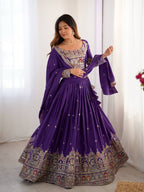 PURPLE COLOR NATURAL CREPE SILK LEHENGA CHOLI