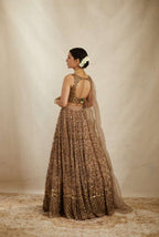 DESIGNER LOOK BROWN COLOR EMBROIDERED WORK LEHENGA CHOLI