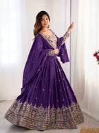 PURPLE COLOR NATURAL CREPE SILK LEHENGA CHOLI